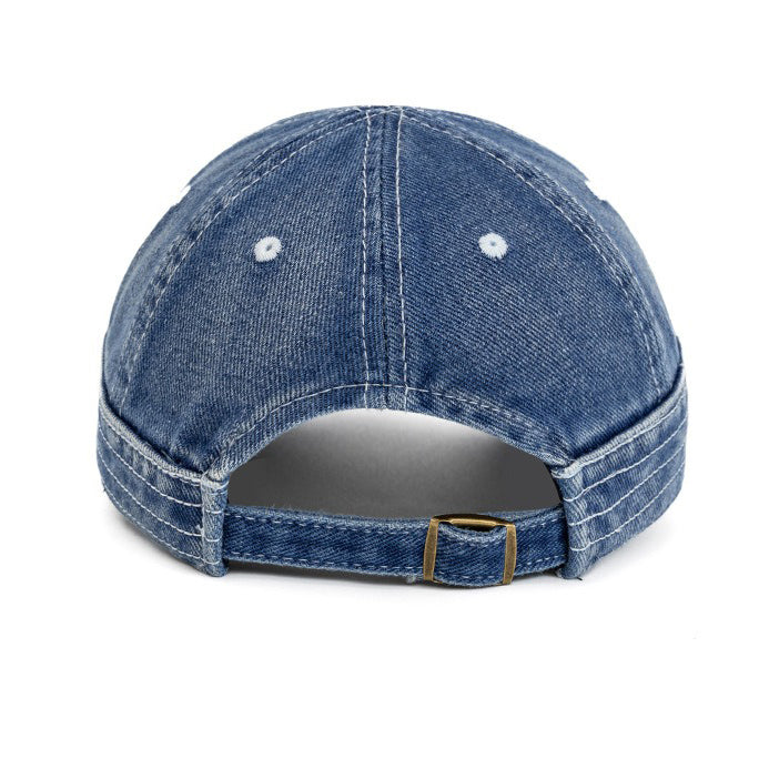 Retro Denim Flip Hat Beret Casual Cap Adjustable Hat