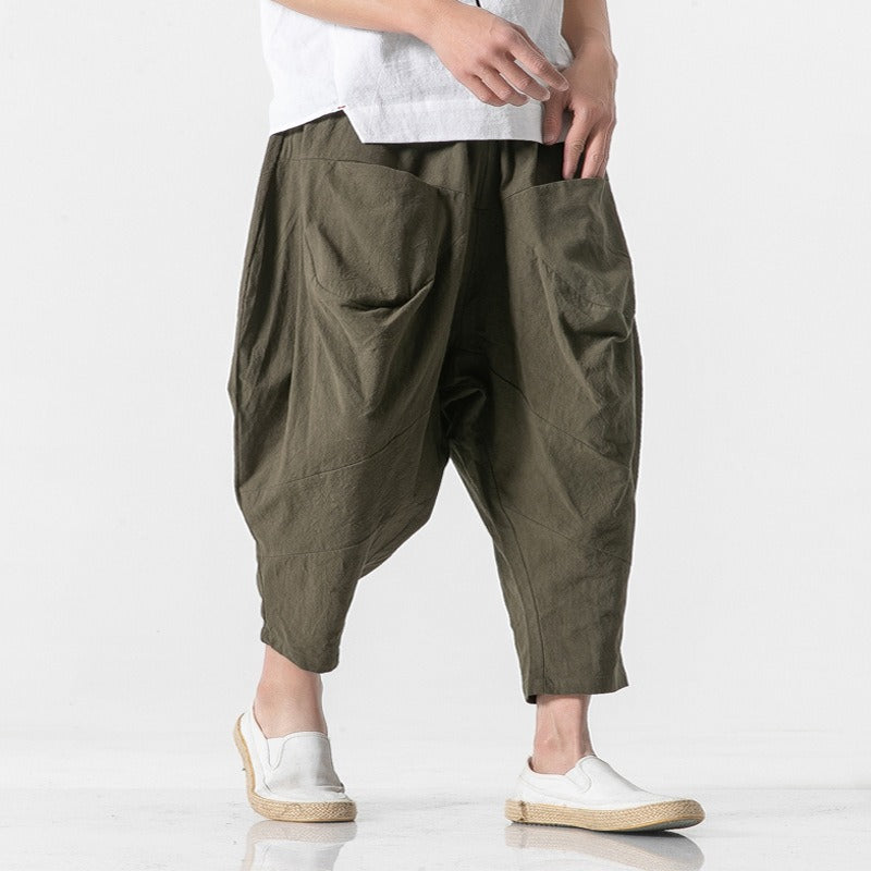 Retro Elasitc Waistband Cotton Linen Harem Pants