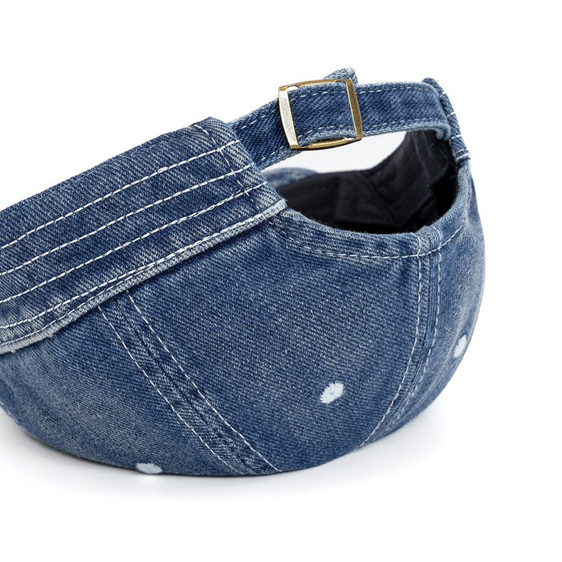 Retro Denim Flip Hat Beret Casual Cap Adjustable Hat