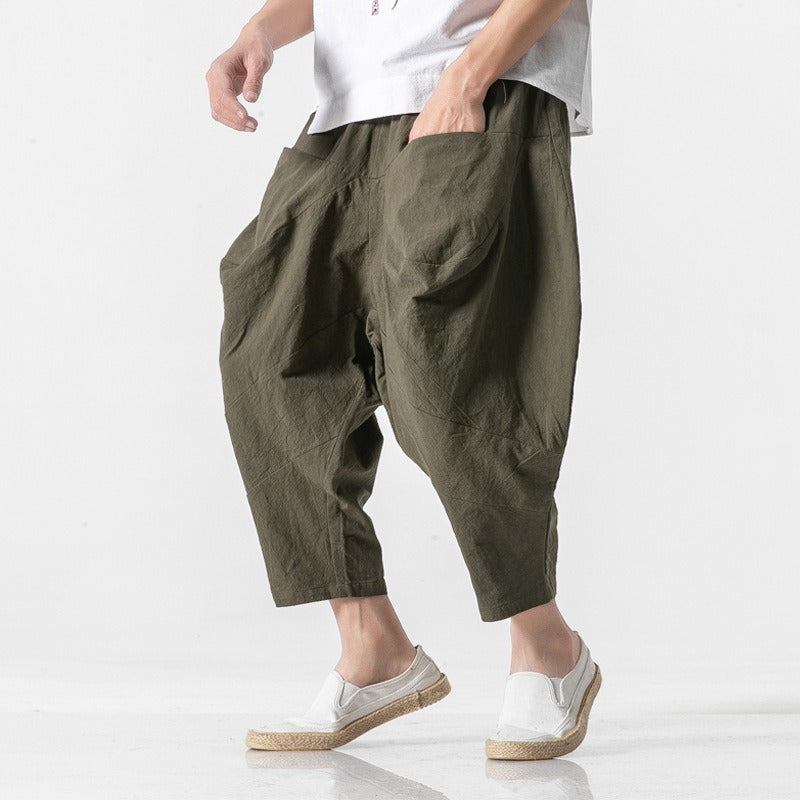 Retro Elasitc Waistband Cotton Linen Harem Pants
