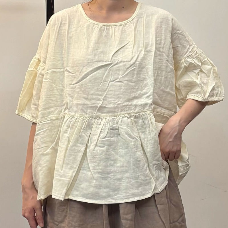 Retro Round Neck Pullover Lose Shirt Blouse
