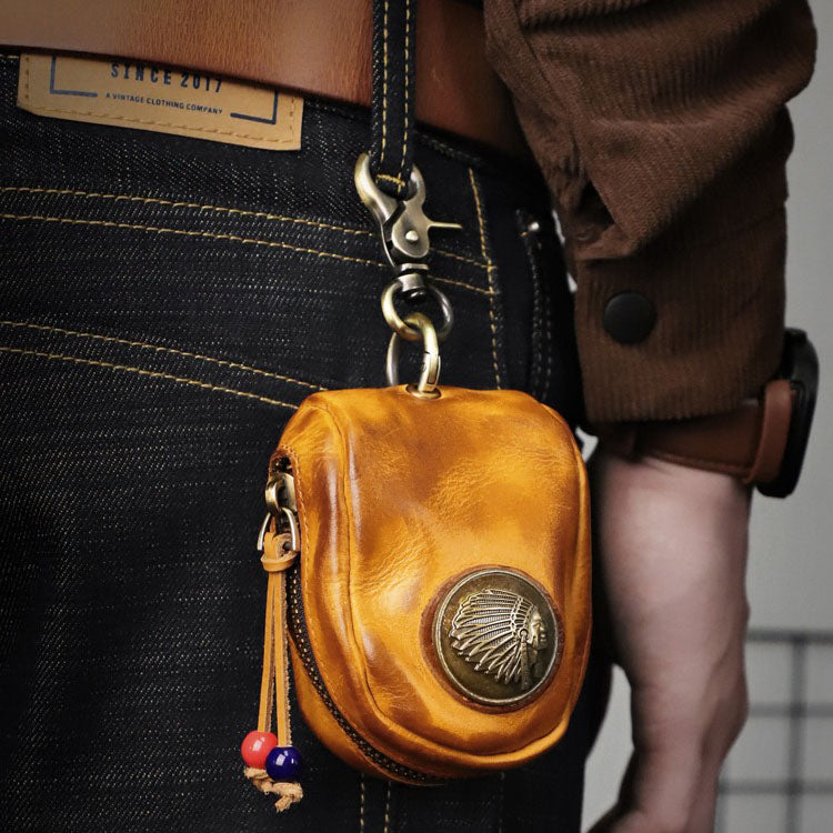 Retro Handmade Leather Coin Bag Storage Bag