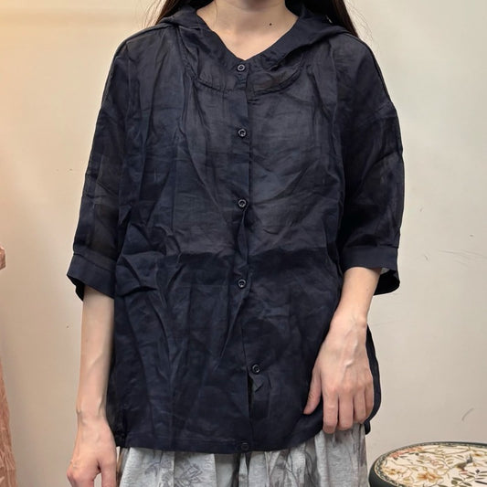 Retro Ramen Loose Hooded Short-sleeved Top