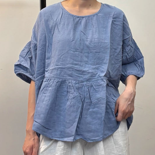 Retro Round Neck Pullover Lose Shirt Blouse