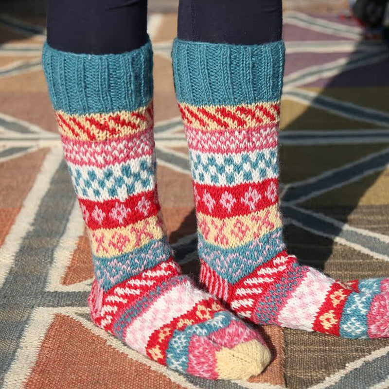 Winter Wool Colorful Mid-calf Socks Ethnic Style Socks
