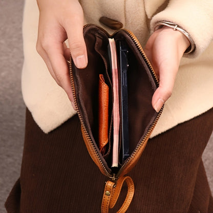 Retro Leather Distressed Top-Grain Cowhide Clutch Bag