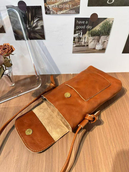 Retro Handmade Leather Mini Portable Phone Bag