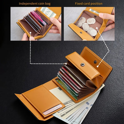 A Minimalist Tri-Fold Wallet in Black, Featuring a Business Style, Ultra-Thin Foldable Design, Secure Card Slots, And a Snap Closure