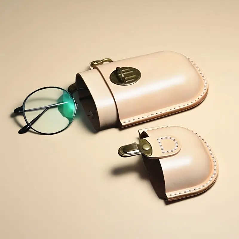 Genuine Leather Vintage Sun Glasses Box - Portable Storage Case with Hook - Eye Glass Organizer