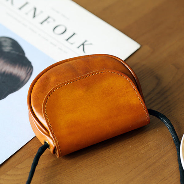 Retro Handmade Leather Card Wallets Mini Crossbody Bags