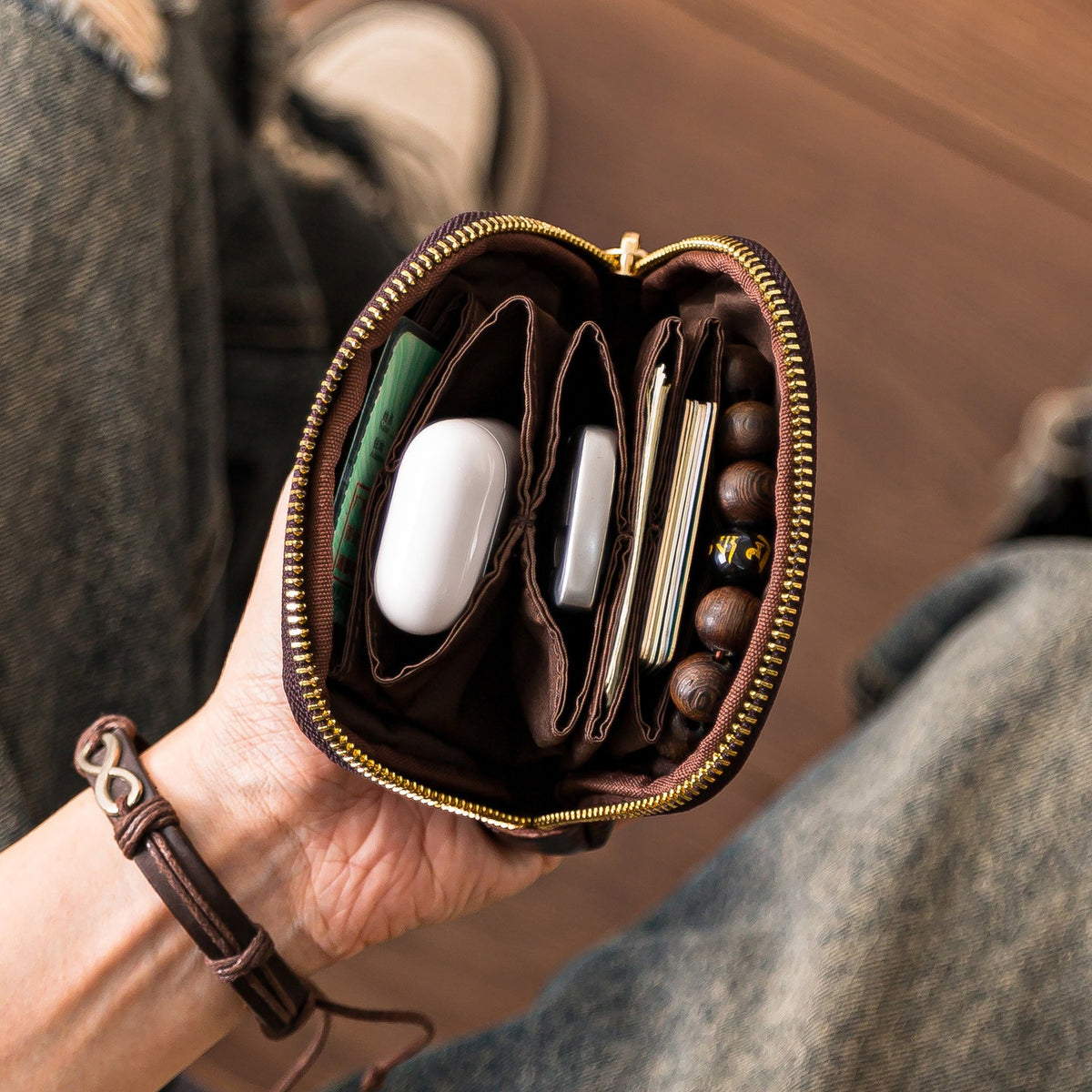 Retro Handmade Leather Zipper Card Wallets