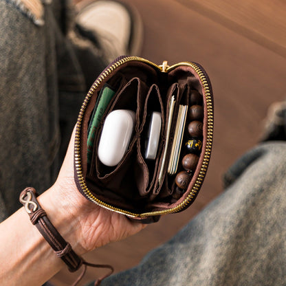 Retro Handmade Leather Zipper Card Wallets