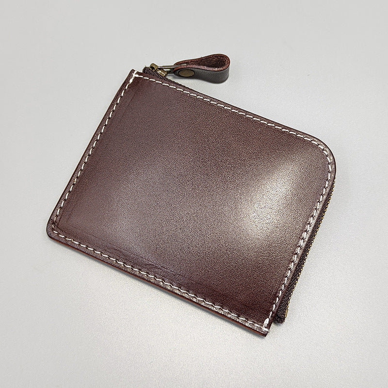 Retro Handmade Leather Zipper Wallet Coin Holder