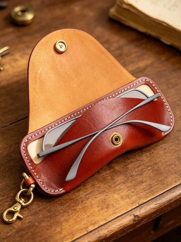 Retro Tanned Leather Glasses Case