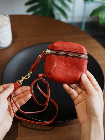 Retro Handmade Leather Coin Wallet Storage Bag
