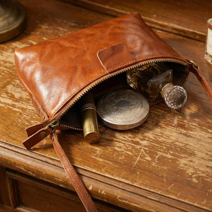 Retro Handmade Leather Small Crossbody Bag Portable Compact Organizer