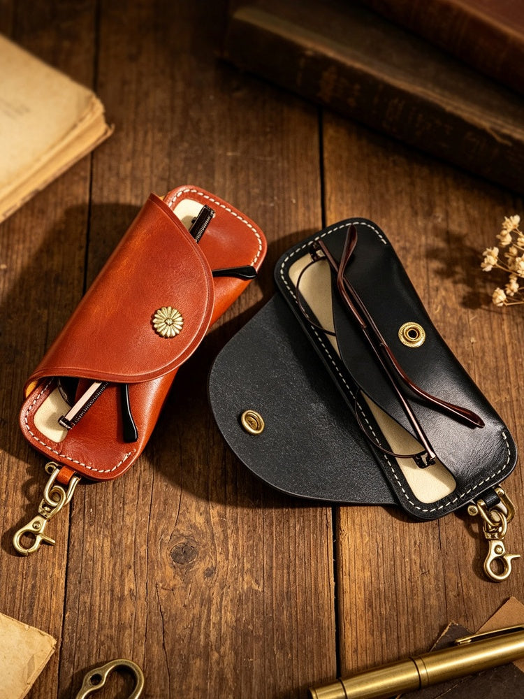 Retro Tanned Leather Glasses Case