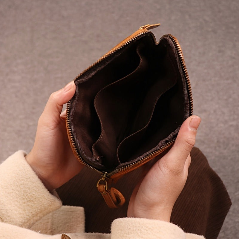 Retro Leather Distressed Top-Grain Cowhide Clutch Bag