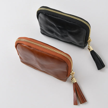 Retro Handmade Leather Zipper Card Wallets