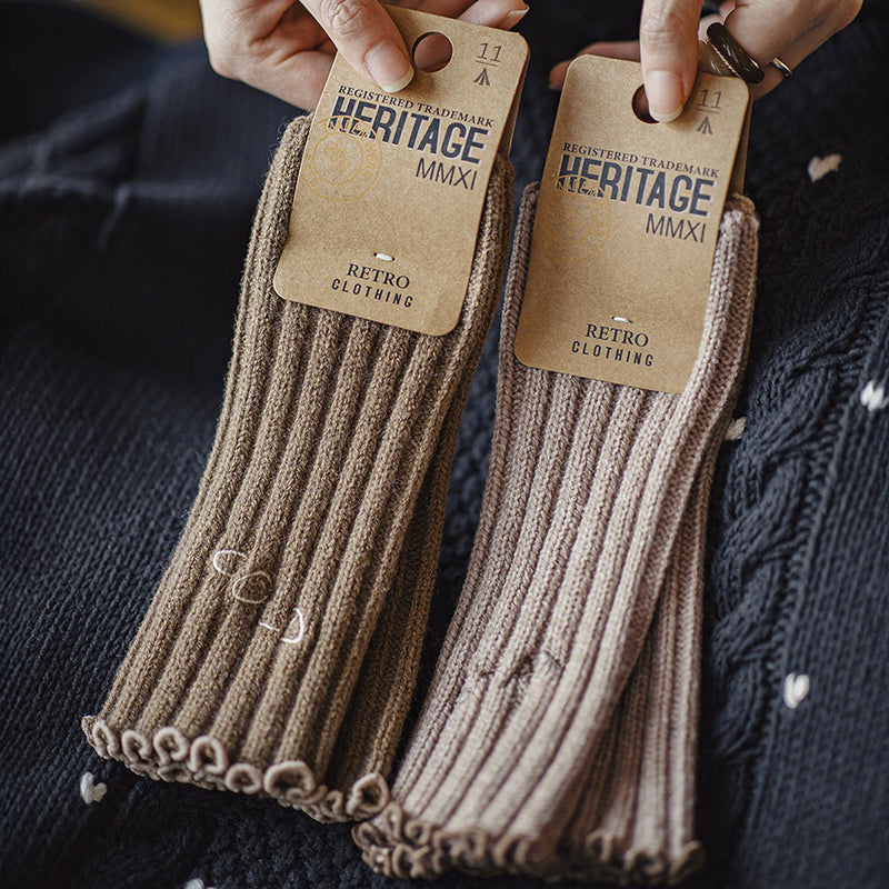 Retro Thick Wool Gloves Warm Long Arm Knitted Sleeves