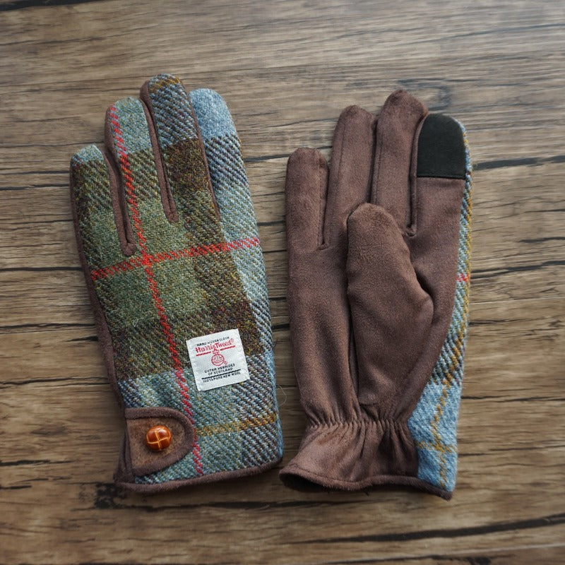 Retro Wool Touchscreen Tweed Plaid Gloves
