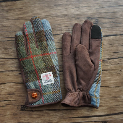 Retro Wool Touchscreen Tweed Plaid Gloves