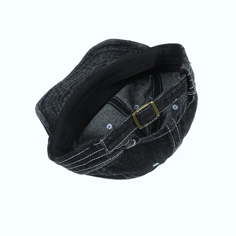 Retro Denim Flip Hat Beret Casual Cap Adjustable Hat