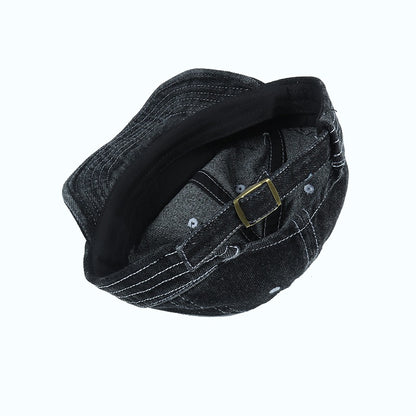 Retro Denim Flip Hat Beret Casual Cap Adjustable Hat