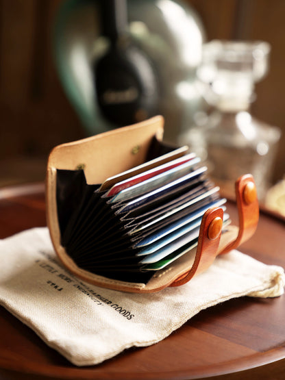 Retro Vegetable Tanning Leather Contrast Color 12 Card Slots Card Holder