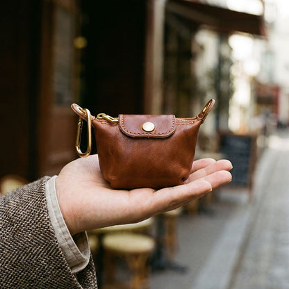 Retro Handmade Leather Zipper Coin Wallet