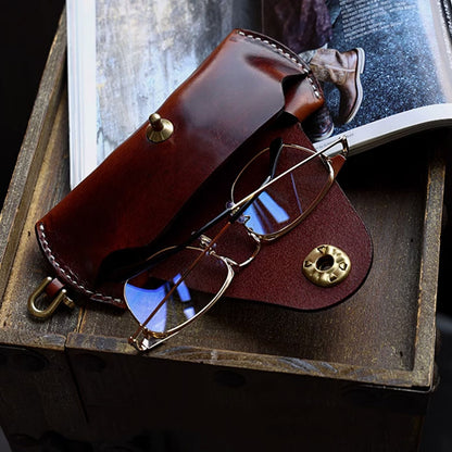 Vintage Tanned Leather Glasses Case