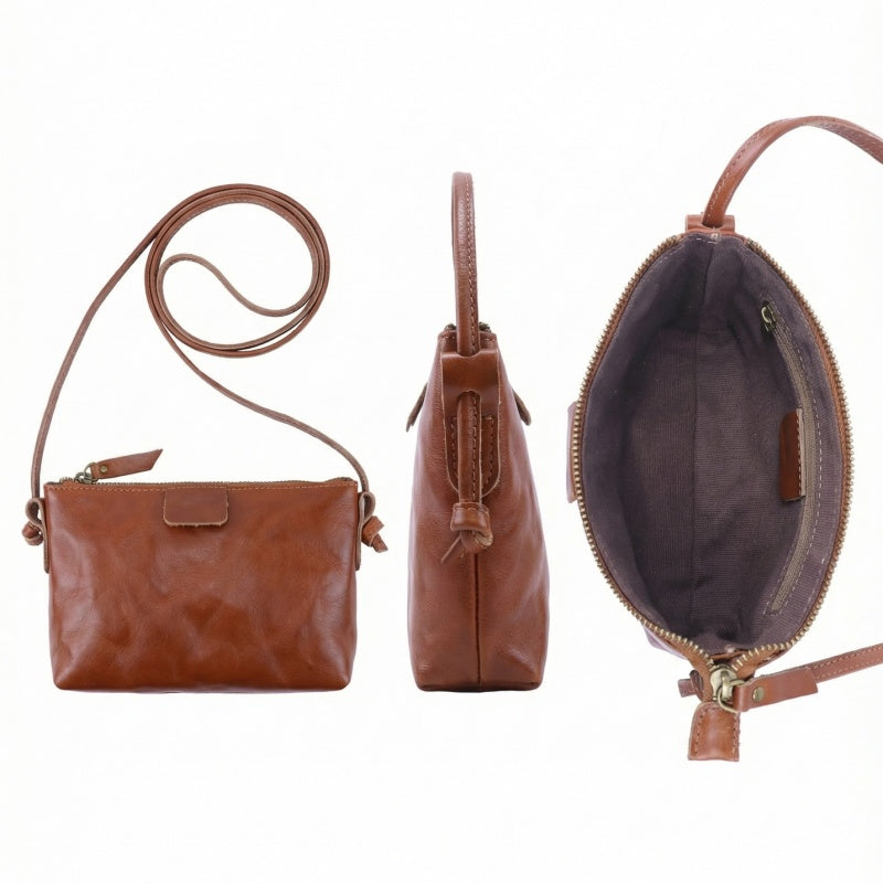 Retro Handmade Leather Small Crossbody Bag Portable Compact Organizer