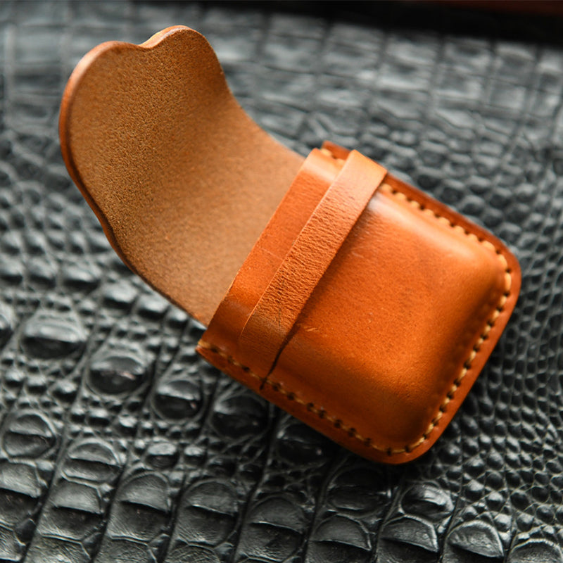 Hand-stitched vegetable tanned cowhide leather lighter protective bag