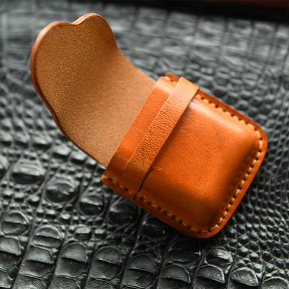 Hand-stitched vegetable tanned cowhide leather lighter protective bag