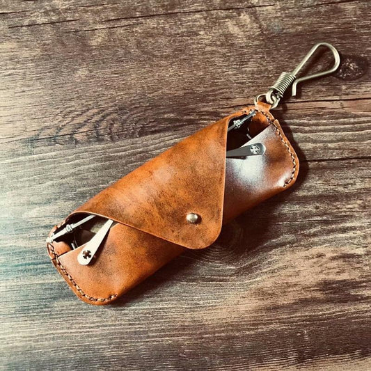 Retro Tanned Leather Glasses Case