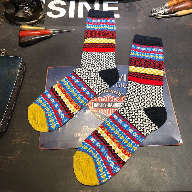 Winter colorful mid-calf socks thickened ethnic style boot socks