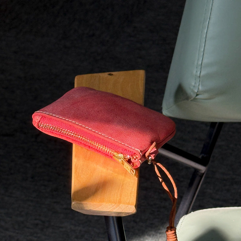 Retro Handmade Leather Zipper Wallet