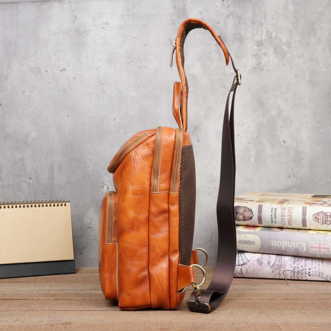 Retro Handmade Leather Chest Bag Crossbody Bag
