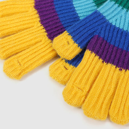 Retro Woolen Rainbow Striped Couple’s Touch Screen Gloves