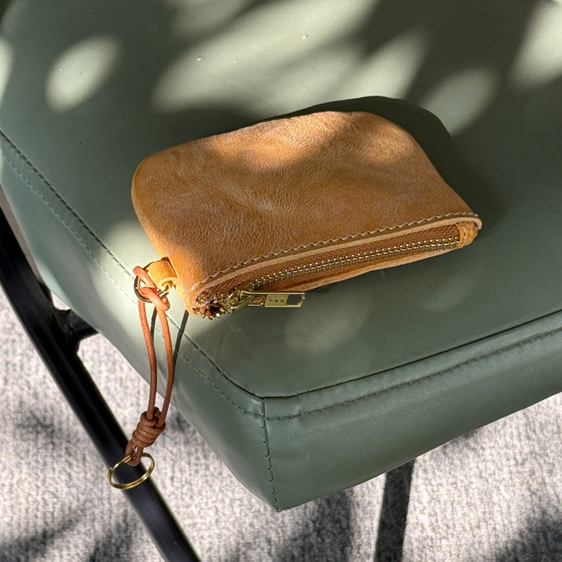 Retro Handmade Leather Zipper Wallet