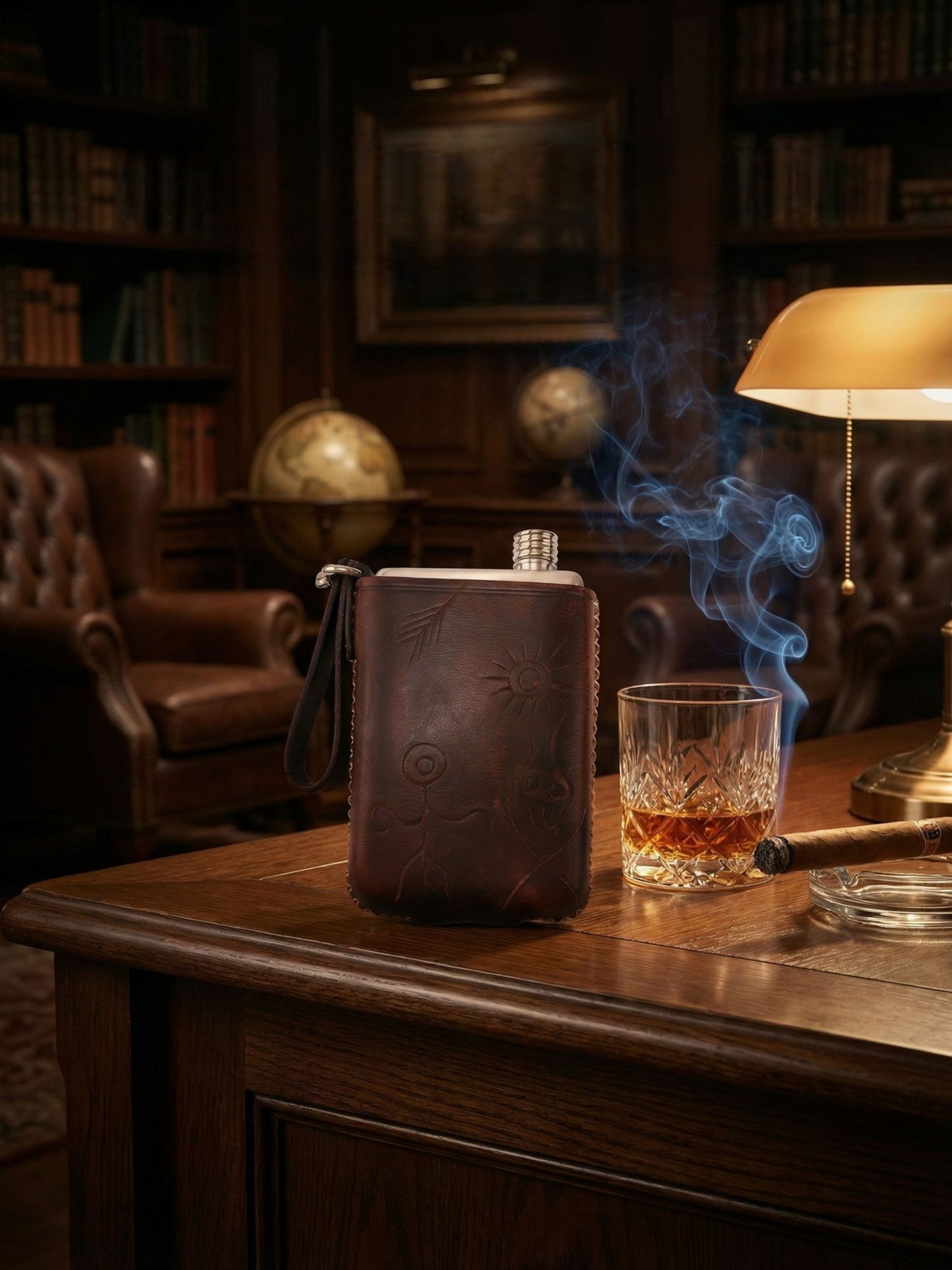 Retro Handmade Leather Portable Outdoor Travel Liquor Bottle 304 Stainless Steel