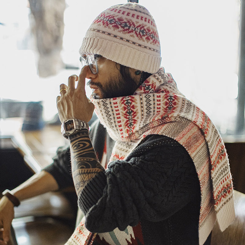 Retro Couple Warm Soft Knitted Hat and Scarf