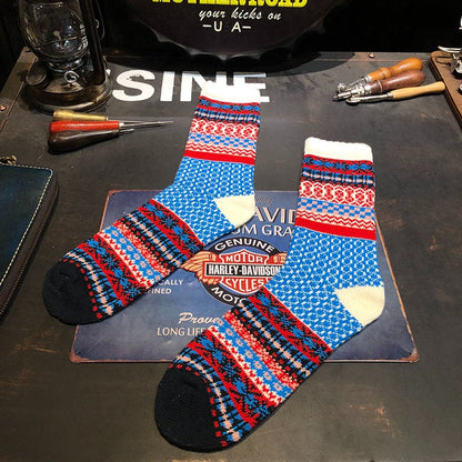 Winter colorful mid-calf socks thickened ethnic style boot socks
