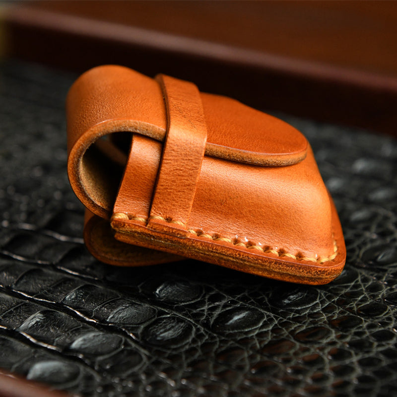 Hand-stitched vegetable tanned cowhide leather lighter protective bag