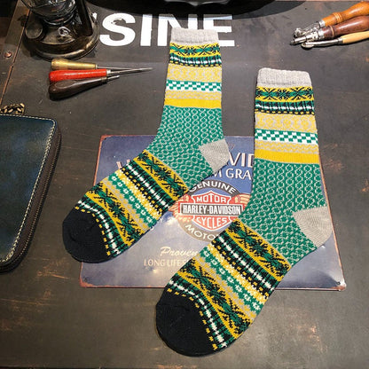 Winter colorful mid-calf socks thickened ethnic style boot socks