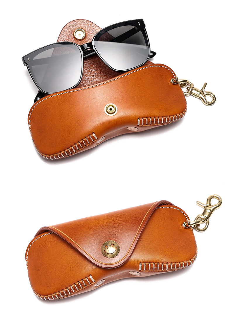 Pure Hand-made Retro Tanned Leather Glasses Case