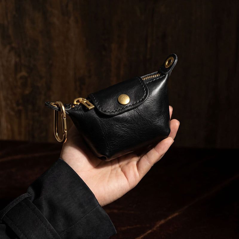 Retro Handmade Leather Zipper Coin Wallet