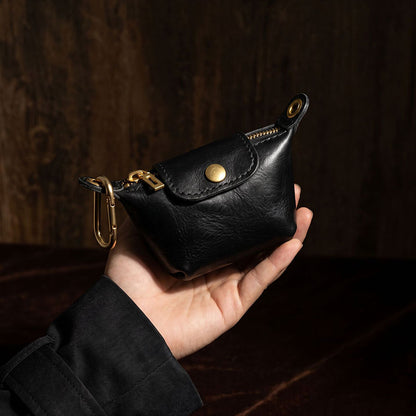 Retro Handmade Leather Zipper Coin Wallet