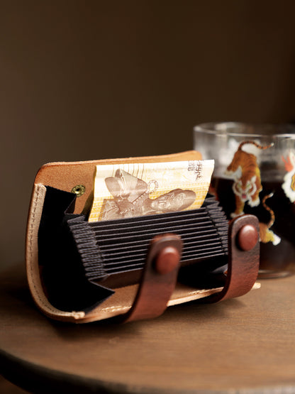 Retro Vegetable Tanning Leather Contrast Color 12 Card Slots Card Holder