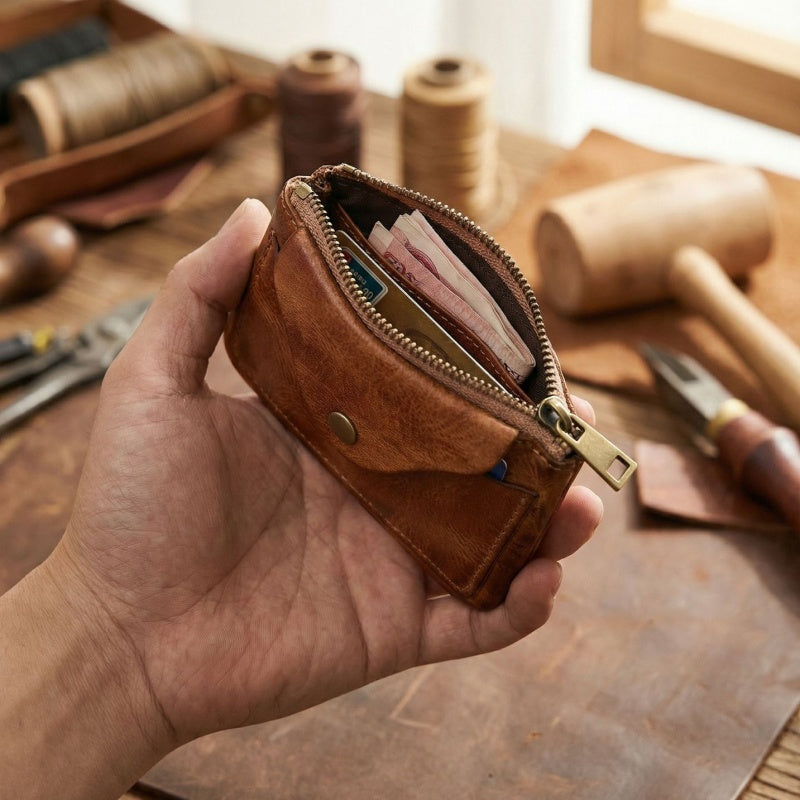 Vintage Leather Handmade Card Wallet